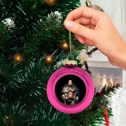 Ёлочный шар стеклянный/пластиковый Dwayne Johnson с поясом чемпиона - фото 2