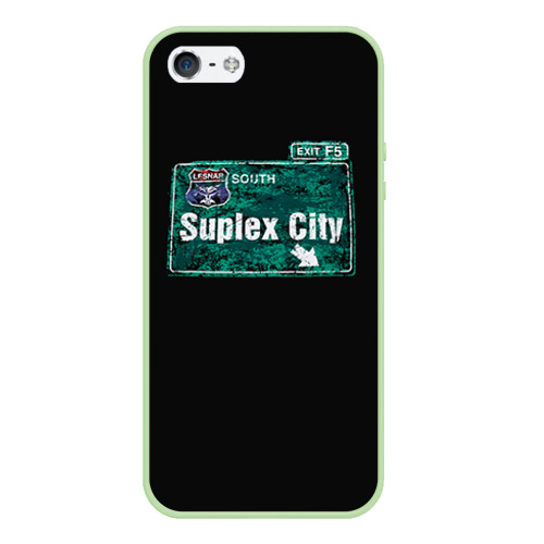 Чехол для iPhone 5/5S матовый Suplex city, цвет салатовый