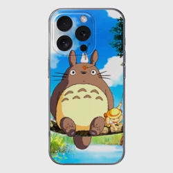Чехол для iPhone 16 Pro Max силиконовый с защитой камеры Тоторо и компания