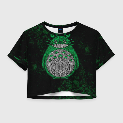 Женская футболка Crop-top 3D Тоторо зеленый, цвет 3D печать
