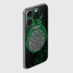 Чехол для iPhone 15 Pro Max силиконовый с защитой камеры Тоторо зеленый - фото 2