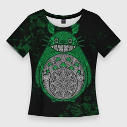 Женская футболка 3D Slim Тоторо зеленый