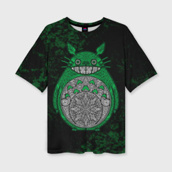 Женская футболка oversize 3D Тоторо зеленый