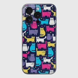 Чехол для iPhone 16 Pro Max силиконовый с защитой камеры Котятки