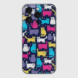 Чехол для iPhone 15 Pro силиконовый с защитой камеры Котятки