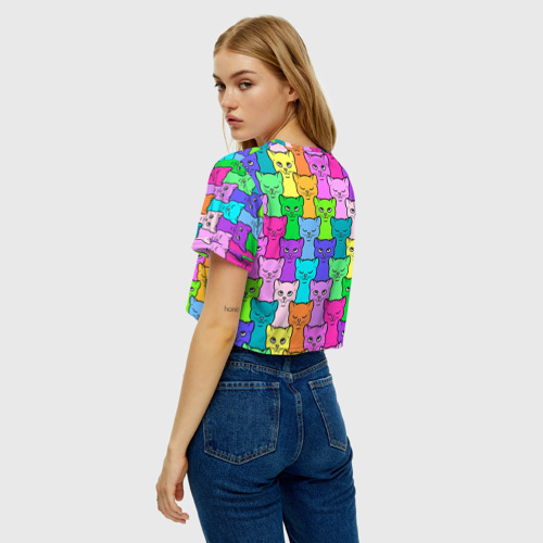 Женская футболка Crop-top 3D Котятушки, цвет 3D печать - фото 5