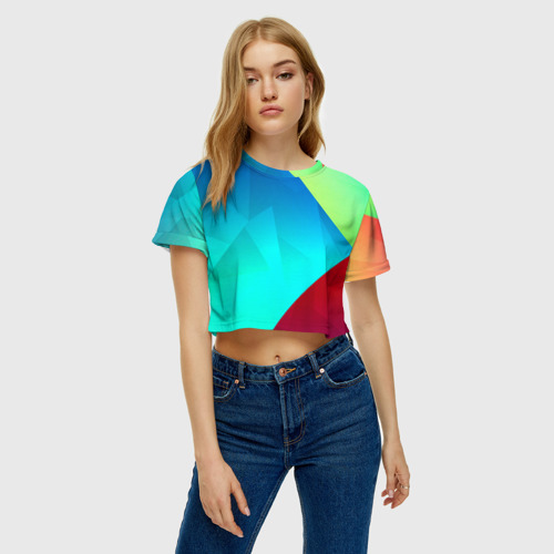 Женская футболка Crop-top 3D Freedom, цвет 3D печать - фото 4