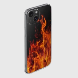 Чехол для iPhone 15 силиконовый с защитой камеры Огонь - языки пламени - фото 2