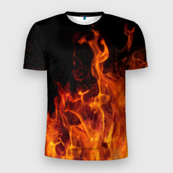 Мужская футболка 3D Slim Огонь - языки пламени