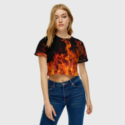 Женская футболка Crop-top 3D Огонь - языки пламени - фото 2