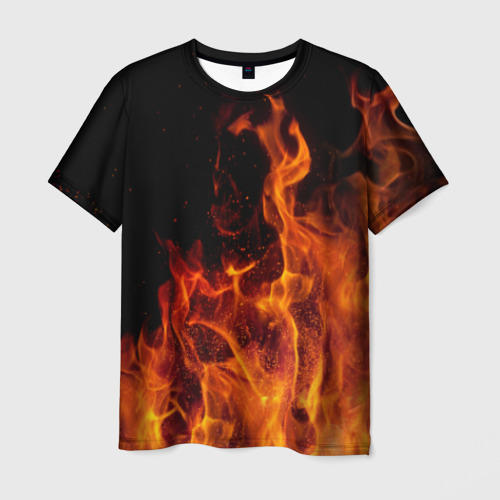 Мужская футболка с принтом Огонь - языки пламени, вид спереди №1