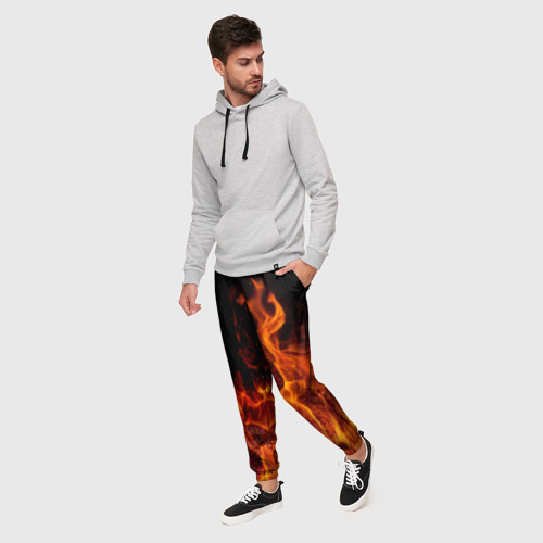 Мужские брюки 3D Огонь - языки пламени, цвет 3D печать - фото 3