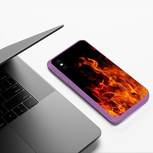 Чехол для iPhone XS Max матовый Огонь - языки пламени, цвет фиолетовый - фото 5