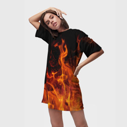 Платье-футболка 3D Огонь - языки пламени - фото 2