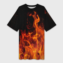 Платье-футболка 3D Огонь - языки пламени