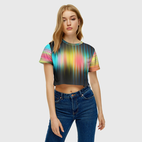 Женская футболка Crop-top 3D Спектр, цвет 3D печать - фото 4