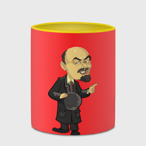 Кружка с полной запечаткой Ленин каррикатура, цвет белый + желтый - фото 4