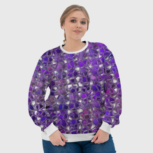 Женский свитшот 3D Фиолетовая мозаика, цвет 3D печать - фото 6