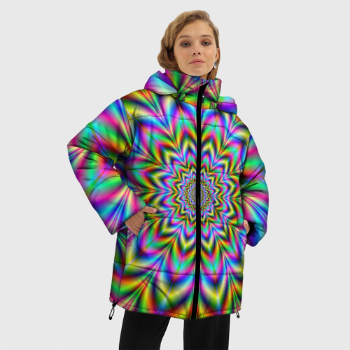 Женская зимняя куртка Oversize Красочная иллюзия, цвет черный - фото 3