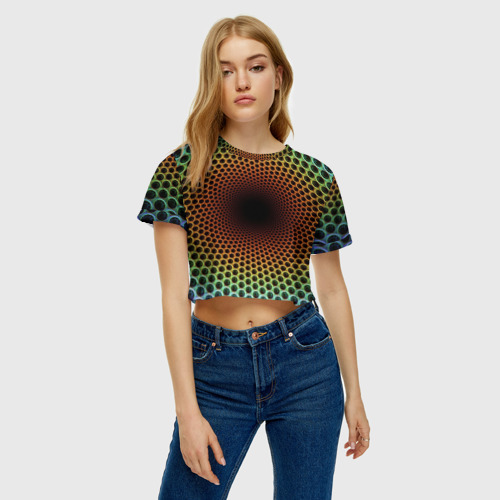 Женская футболка Crop-top 3D Погружение в бездну, цвет 3D печать - фото 3