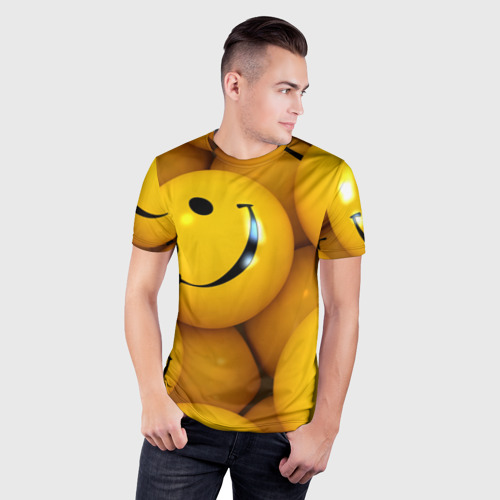 Мужская футболка 3D Slim Смайлы, цвет 3D печать - фото 3