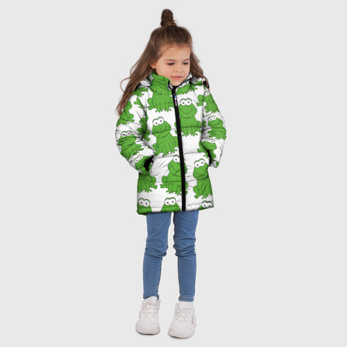 Зимняя куртка для девочек 3D Лягушки, цвет светло-серый - фото 5