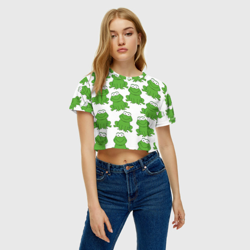 Женская футболка Crop-top 3D Лягушки, цвет 3D печать - фото 4