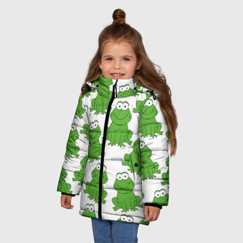 Зимняя куртка для девочек 3D Лягушки, цвет светло-серый - фото 3