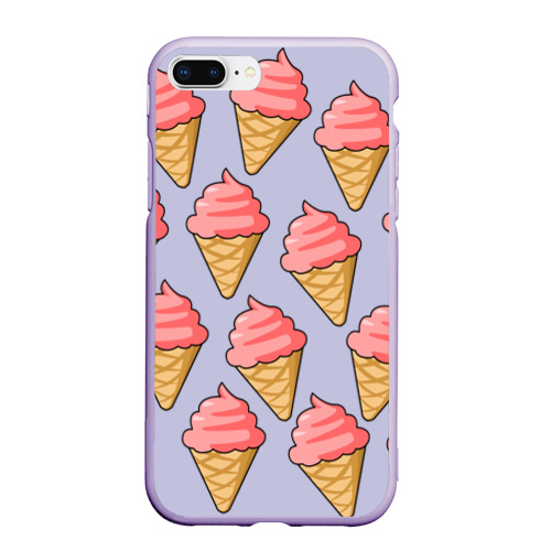 Чехол для iPhone 7Plus/8 Plus матовый Мороженки, цвет светло-сиреневый