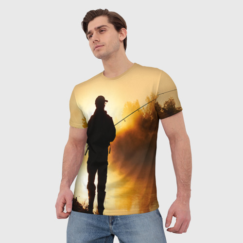 Мужская футболка 3D Рыбак, цвет 3D печать - фото 3