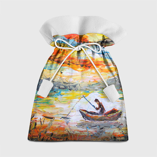 Подарочный мешок Рыбак на лодке (из ткани)