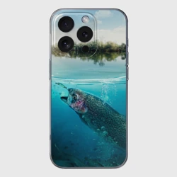 Чехол для iPhone 16 Pro силиконовый с защитой камеры Рыбалка
