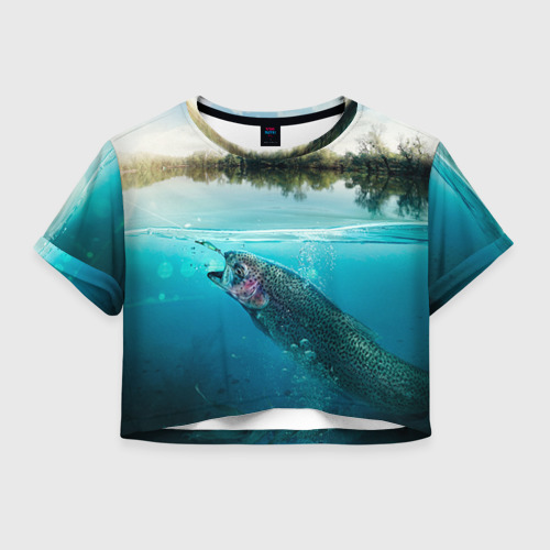Женская футболка Crop-top 3D Рыбалка, цвет 3D печать