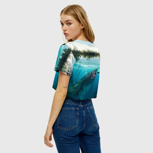 Женская футболка Crop-top 3D Рыбалка, цвет 3D печать - фото 5
