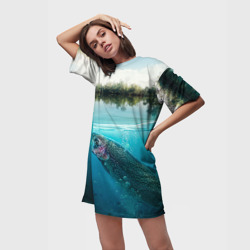 Платье-футболка 3D Рыбалка - фото 2
