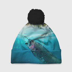 Шапка 3D c помпоном Рыбалка