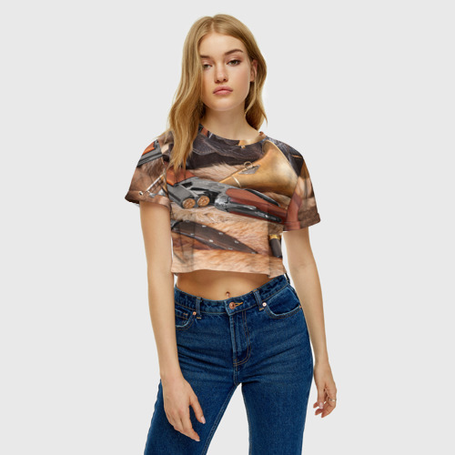 Женская футболка Crop-top 3D Охотничье, цвет 3D печать - фото 3