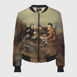 Женский бомбер 3D Охотники на привале