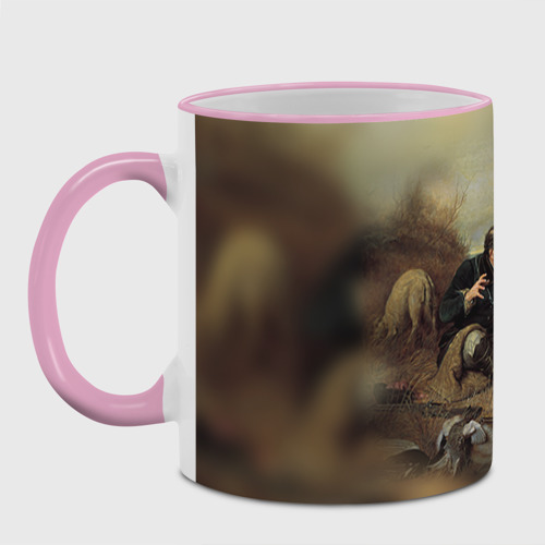 Кружка с полной запечаткой Охотники на привале, цвет Кант розовый - фото 2