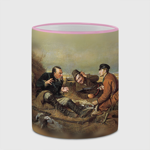 Кружка с полной запечаткой Охотники на привале, цвет Кант розовый - фото 4