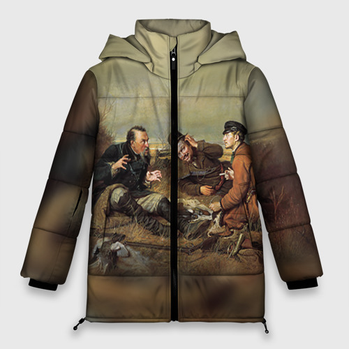 Женская зимняя куртка Oversize Охотники на привале, цвет светло-серый