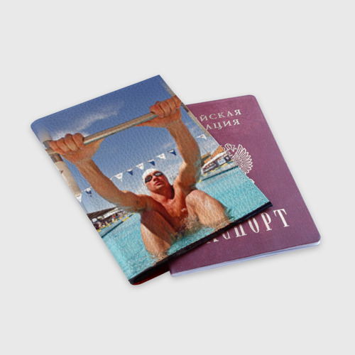 Обложка для паспорта матовая кожа Ryan Lochte, цвет красный - фото 3