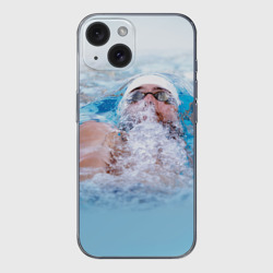 Чехол для iPhone 15 силиконовый с защитой камеры Michael Phelps