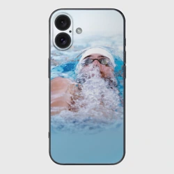 Чехол для iPhone 16 силиконовый с защитой камеры Michael Phelps