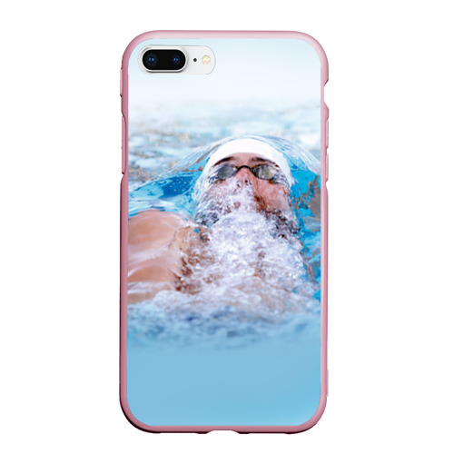 Чехол для iPhone 7Plus/8 Plus матовый Michael Phelps, цвет розовый