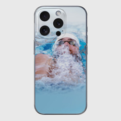 Чехол для iPhone 15 Pro Max силиконовый с защитой камеры Michael Phelps
