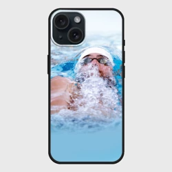 Чехол силиконовый для Apple iPhone 15 матовый Michael Phelps