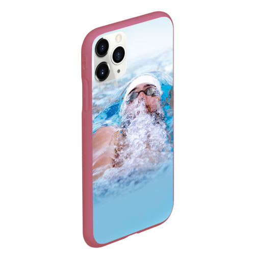 Чехол для iPhone 11 Pro Max матовый Michael Phelps, цвет малиновый - фото 3