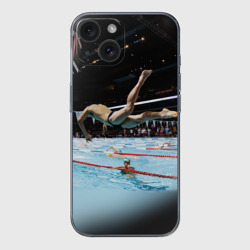 Чехол для iPhone 15 силиконовый с защитой камеры Пловец