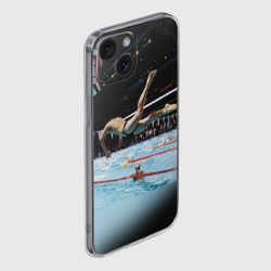 Чехол для iPhone 15 силиконовый с защитой камеры Пловец - фото 2